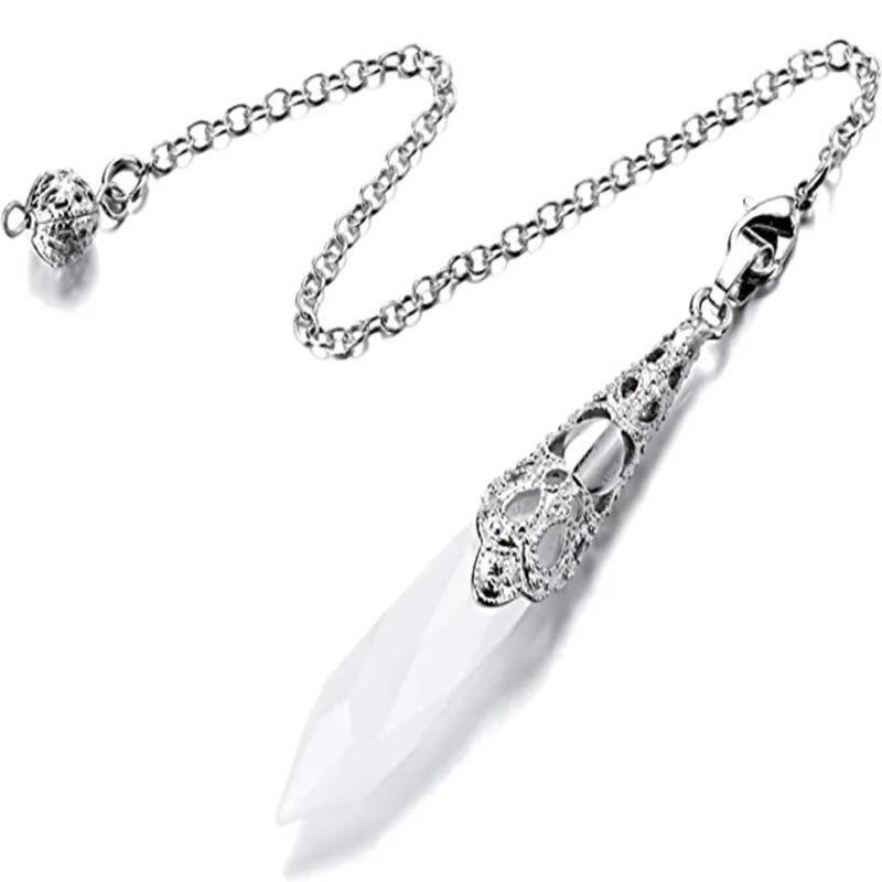 Silver Plated Rose Pink Quartz Pendulum for Scrying Pendant