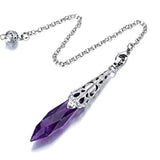 Silver Plated Rose Pink Quartz Pendulum for Scrying Pendant