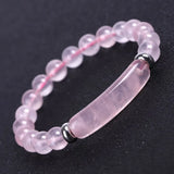 Geometric Agates Elastic Bracelet Rose Pink Quartz
