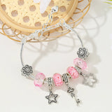 Silver Plated Flower Bead Bracelet Lobster Clasp DIY Jewelry Gift