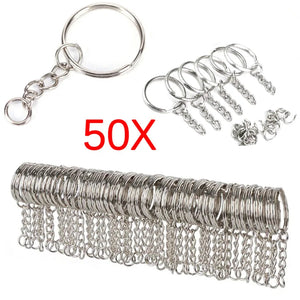 Silver Plated Metal Blank Keyring Keychain Charms Split Ring Keyfob