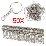 Silver Plated Metal Blank Keyring Keychain Charms Split Ring Keyfob