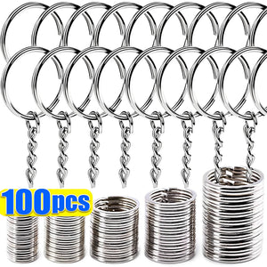 Silver Plated Keyring Split Keyfob Key Holder Rings DIY Key Chain