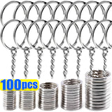 Silver Plated Keyring Split Keyfob Key Holder Rings DIY Key Chain