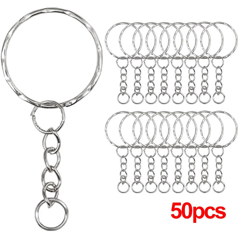Silver Plated Keyring Split Keyfob Key Holder Rings DIY Key Chain