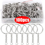 Silver Plated Keyring Split Keyfob Key Holder Rings DIY Key Chain