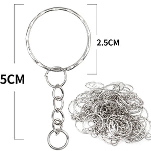 Silver Plated Blank Keyring Keychain Split Ring Keyfob Key Holder