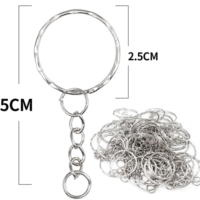 Silver Plated Blank Keyring Keychain Split Ring Keyfob Key Holder