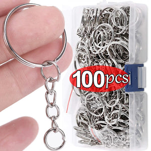 Silver Plated Blank Keyring Keychain Split Ring Keyfob Key Holder