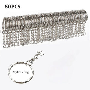 Silver Plated Metal Blank Keyring Keychain Split Ring Key Holder