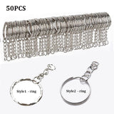 Silver Plated Metal Blank Keyring Keychain Split Ring Key Holder