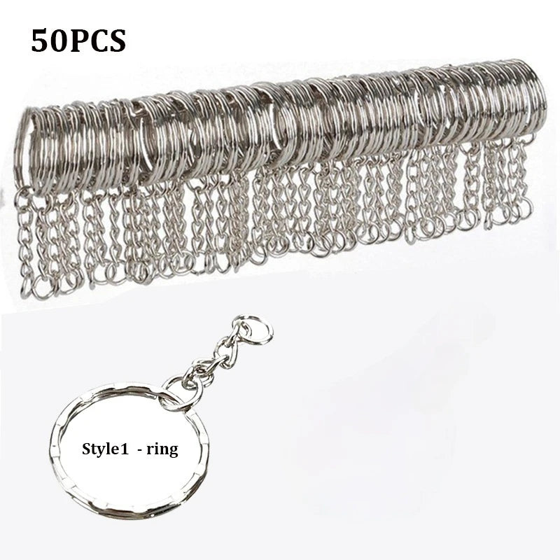 Silver Plated Metal Blank Keyring Keychain Split Ring Key Holder