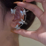 Sparkling Zircon Butterfly Ear Clips Wedding Jewelry