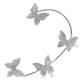 Sparkling Zircon Butterfly Ear Clips Wedding Jewelry