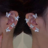 Sparkling Zircon Butterfly Ear Clips Wedding Jewelry