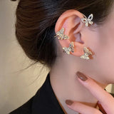 Zircon Butterfly Ear Clips, No Piercing, Wedding Jewelry