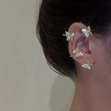 Sparkling Crystal Butterfly Ear Clips - Wedding Girls Jewelry
