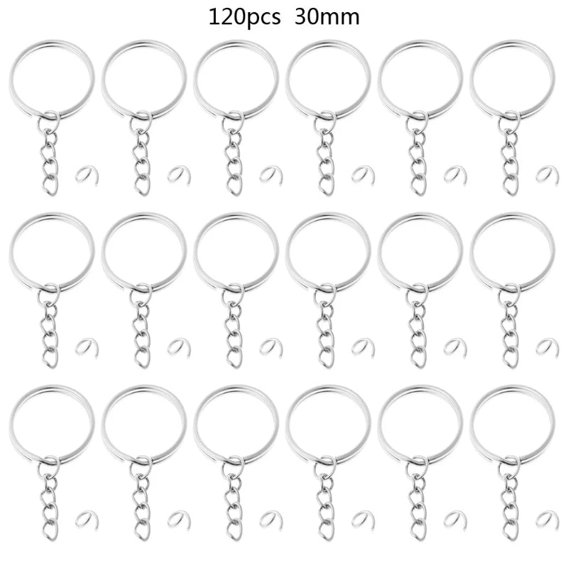 Silver Plated Metal Keyring Keychain Charms Split Ring Keyfob for KEY Holder