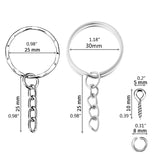 Silver Plated Metal Keyring Keychain Charms Split Ring Keyfob for KEY Holder