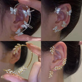 Sparkling Zircon Ear Cuff Butterfly Clip Earrings for Women