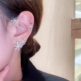 Sparkling Zircon Butterfly Clip Earrings for Women Ear Cuff Jewelry