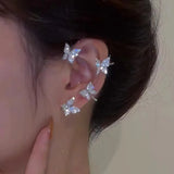 Sparkling Zircon Butterfly Clip Earrings for Women Ear Cuff Jewelry