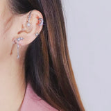 Zircon Moon Star Ear Clips, No Piercing, Wedding Jewelry Gift
