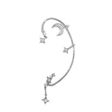 Zircon Moon Star Ear Clips, No Piercing, Wedding Jewelry Gift