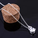 Silver Plated Necklace with Inlaid Pendant LQ-P257