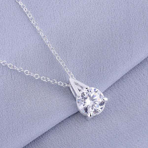 Silver Plated Necklace with Inlaid Pendant LQ-P257