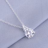 Silver Plated Necklace with Inlaid Pendant LQ-P257