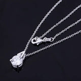 Silver Plated Necklace with Inlaid Pendant LQ-P257