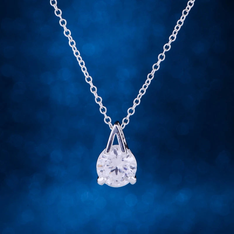 Silver Plated Necklace with Inlaid Pendant LQ-P257