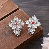 Silver Plated Zircon Pendant Necklace Earrings Ring Jewelry Set