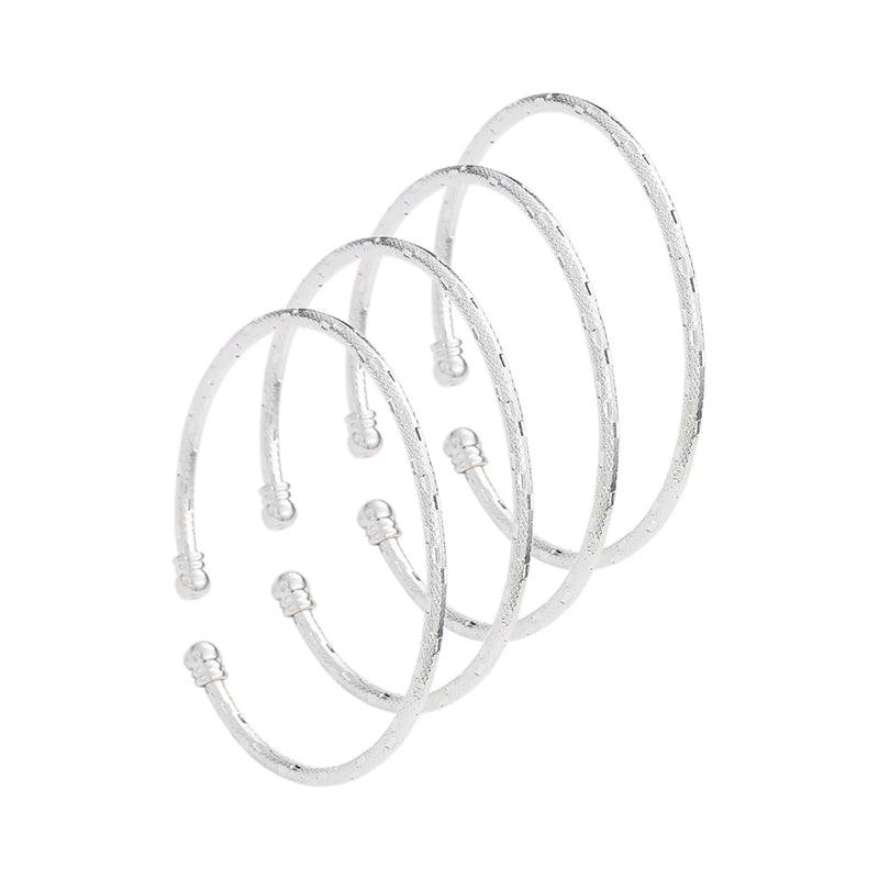 Silver Plated Open Bangle Dubai Wedding Party Bracelet