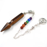 Silver Plated Pen Shape Quartz Stone Pendant Chain Chakra Pendulum