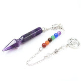 Silver Plated Pen Shape Quartz Stone Pendant Chain Chakra Pendulum