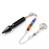 Silver Plated Pen Shape Quartz Stone Pendant Chain Chakra Pendulum