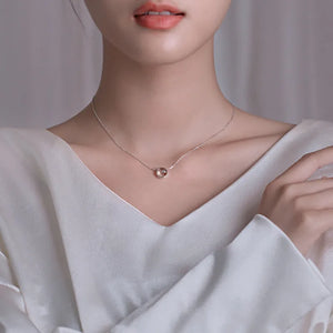 Silver Plated Round Circle Pendant Necklace Adjustable Geometric Clavicle Chain