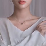 Silver Plated Round Circle Pendant Necklace Adjustable Geometric Clavicle Chain
