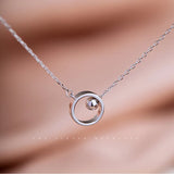 Silver Plated Round Circle Pendant Necklace Adjustable Geometric Clavicle Chain