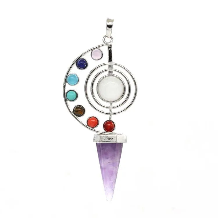 7 Chakra Spiral Cone Pendant Necklace