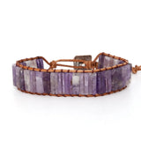 Silver Plated Amethysts Stone Elastic Bracelet
