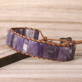 Silver Plated Amethysts Stone Elastic Bracelet