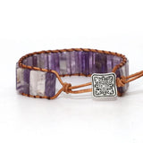 Silver Plated Amethysts Stone Elastic Bracelet