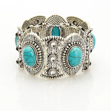 Green Howlite Stone Elastic Bracelet Bohemian Style Jewelry