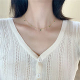 Silver Plated Green Zircon Necklace Women's Geometric Choker Jewelry