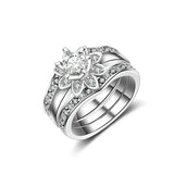 Silver Plated Wedding Rings Set Zircon Jewelry Bague Joyeria Femme LSR231