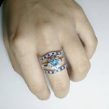 Silver Plated Wedding Rings Set Zircon Jewelry Bague Joyeria Femme LSR231