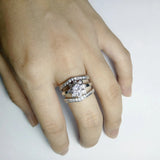 Silver Plated Wedding Rings Set Zircon Jewelry Bague Joyeria Femme LSR231